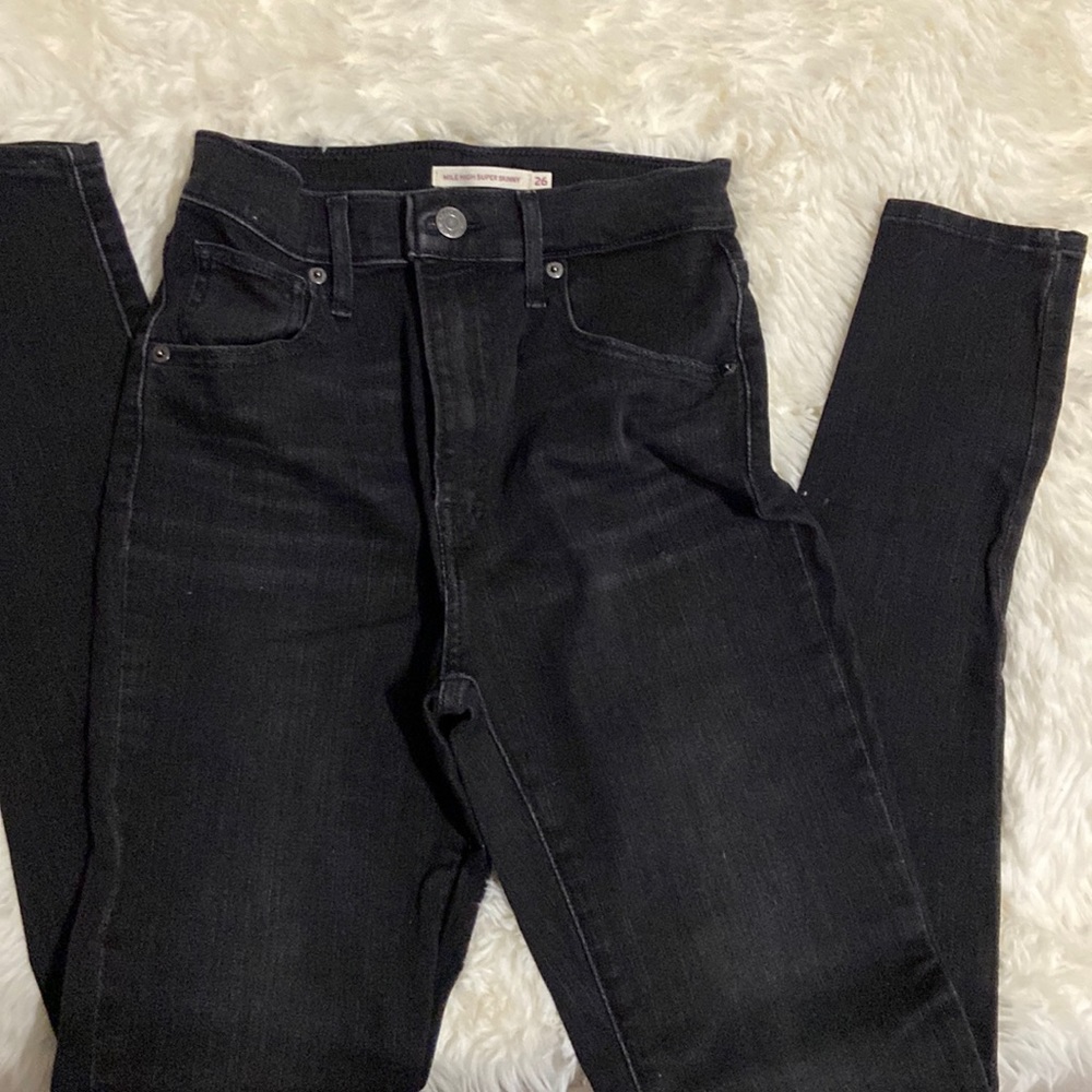Levi’s super skinny mile high rise black jeans girls
